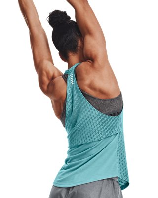Under Armour Ua Heatgear Studio Crosstown Tank Top Femme Bleu Running Gilet L
